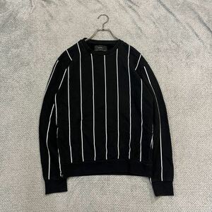 100円スタート♪ （12）ZARA ザラ　長袖トレーナー　スウェット　サイズ38　裏起毛　コットン　ストライプ　モノトーン　トルコ製