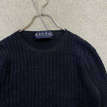 100円スタート♪ （15）Ralph Lauren ラルフローレン vintage　コットンニット　サイズL　セーター　ケーブル　ネイビー無地　インパクト21_画像6