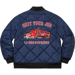 Supreme Quit Your Job Quilted Work Jacket シュプリーム キルティング ワーク ジャケット Navy紺 #XL 新品21aw Box Logo new era vanson