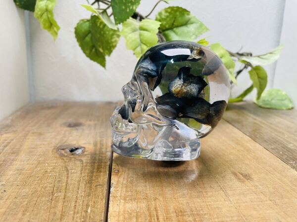 水中花シフトノブ ドクロ 黒薔薇の花びら