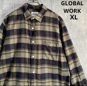 グローバルワーク　GLOBAL WORK ネルシャツ　XL 綿100%