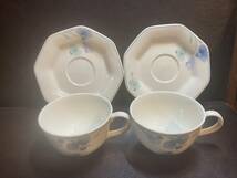 ◎希少美品 A302a2 Noritake ノリタケ カップ&ソーサ CRAFTONE ２客 morning song ティーカップ ホワイト 花柄(同梱OK)_画像2