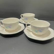 ◎希少美品　A302a3 Noritake ノリタケ カップ&ソーサ CRAFTONE 3客 morning song ティーカップ ホワイト 花柄