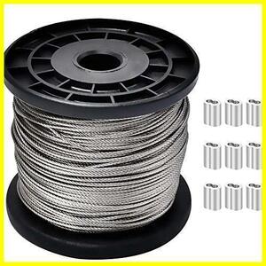 ★1.5mmx50m+50個スリーブ★ 直径1.5mm ロープ 長さ50M ステンレスワイヤー 物干しロープ ワイヤー wire rope 7×7構造