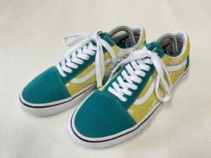 VANS OLD SKOOL Pro 青緑系 黄色ベージュ 花柄 スエード キャンバス US12 (30cm) オールドスクール プロ アメリカ企画限定!! バンズ