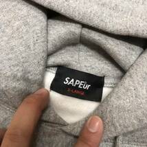 SAPEur プラモデルロゴ プルオーバーパーカー サプール フーディ 裏起毛 グレー size XL_画像4