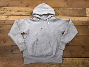 USA製 Champion REVERSE WEAVE プルオーバー パーカー 刺繍ロゴ グレー 裏起毛 チャンピオン 赤タグ復刻 size M 米国製