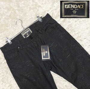 【未使用タグ付★極上コラボ】W33 FENDACE/FENDI×VERSACE コラボデニムパンツ/黒◆ズッカ×バロックジャガード☆ヴェルサーチ (101)