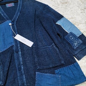 【未使用★定価72,600円】サイズ3 Setto indigo label 襤褸インディゴ染めビッグシルエットカーディガン◆刺し子☆ジャパンブルージーンズの画像3