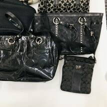 『COACH▲シグネチャー▲まとめ』LB-877 コーチ ハンドバッグ ショルダー トート キャンバス レザー ブラック 黒 ブランド かばん_画像10