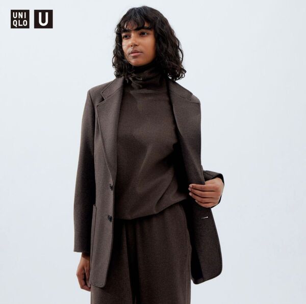【未使用】2023 UNIQLO ジャージーテーラードジャケット S(ブラウン)