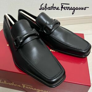 サルヴァトーレ　フェラガモ ガンチーニ　ローファー　靴　革靴　モカシン　ブラック　7 EE