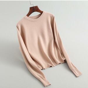 778　ニットセーターladies レディース　◇綺麗めシルエット　◇ウール混　　厚手　暖かい　　pink