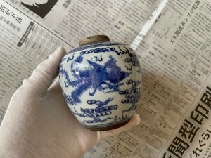 染付　茶入 小壷　時代物　中国美術　骨董品 唐物