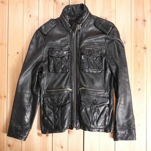 お買い得◆BURBERRY BLACK LABEL◆バーバリーブラックレーベル◆メンズ　男性用　羊革　ジャケット　[M] ブラック br07016304