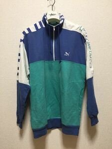 ヨーロッパ古着 90s PUMA プーマ デザインスウェット ハーフジッププルオーバー トレーナー