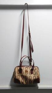 ANNA SUI total pattern Jaguar do leather 2way Mini Boston bag brown group shoulder bag lining monogram Anna Sui bag 