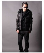 定価88,000円 AZ by junhashimoto 羊革 ブラックレザー ダウンジャケット LEATHER DOWN JACKET L-011 黒 ブルゾン_画像7