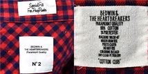 3TJ116】BEDWIN & THE HEARTBREAKERS コットン99％ 長袖チェック ネルシャツ S レッドベース ネイビーチェック 日本製 N2_画像4
