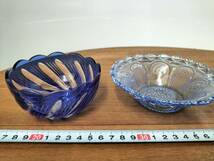 コレクション　昭和　レトロ　アンティーク　ガラス皿　切子　デザイン硝子　料理皿　3枚　まとめて_画像2