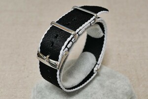 ♪新品 SEAT BELT NATO STRAP シートベルトNATOストラップ 20mm ブラック×ホワイト / スウェーデン Swedenのベルト専門店