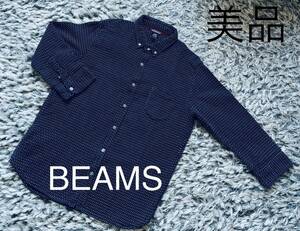 美品【BEAMS】ビームス 7分丈 厚手コットンシャツ XL