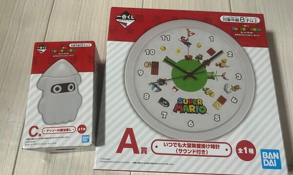 一番くじ スーパーマリオ　おうちでアドベンチャーライフ　A賞 いつでも大冒険壁掛け時計　C賞 ゲッソーの醤油差し