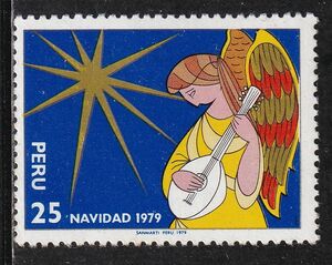 ペルー切手　クリスマス　楽器　ギター　エンジェル　天使　星　1979