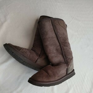 【中古】 ムートンブーツ ★ 防寒 ムートン ブーツ 冬物 W6 23.5cm 24cm アウトレット アグ UGG ボアブーツ 防寒対策 グレー