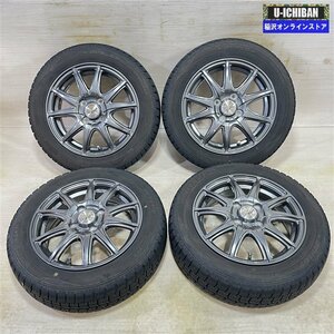 軽 タント ワゴンＲ Ｎ-BOX 等 ファイナルスピード 4.5-14+45 4H100 ダンロップ WM02 155/65R14 14インチ スタッドレス 4本セット 009k