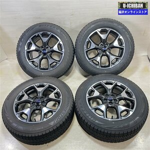 溝あり 良品 GT XV SJ フォレスター 等 スバル XV 純正 7-17+55 5H100 ブリヂストン VRX2 225/60R17 17インチ スタッドレス 4本セット 009