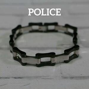 【匿名配送】POLICE ポリス ブレスレット シルバー チェーン 黒