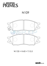 PR-N109 WedsSport レブスペックプライム ブレーキパッド フロント左右セット 日産 ウイングロード WHY11 1999/5～2001/10_画像2