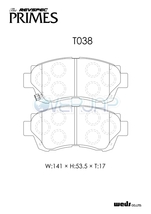 PR-T038 WedsSport レブスペックプライム ブレーキパッド フロント左右セット トヨタ クレスタ JZX90 1992/10～1995/9 スーパールーセント_画像2