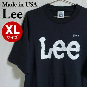 Lee リー 半袖 Tシャツ ロゴ USA製 Made in USA コットン ブラック メンズ サイズXL【k82】