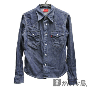 18389 LEVI'S【リーバイス】 デニムシャツ 長袖 Sサイズ ダークブルー系 レディース ファッション【中古】USED-B