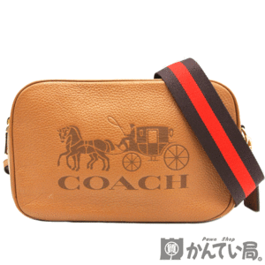 18094 COACH【コーチ】75818 ショルダーバッグ ホース アンド キャリッジ 馬車ロゴ ライトブラウン レザー 肩掛け 斜め掛け 鞄【中古】