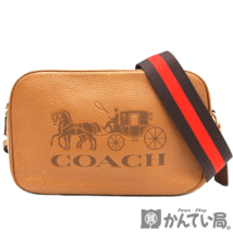 18094 COACH【コーチ】75818 ショルダーバッグ ホース アンド キャリッジ 馬車ロゴ ライトブラウン レザー 肩掛け 斜め掛け 鞄【中古】_画像1