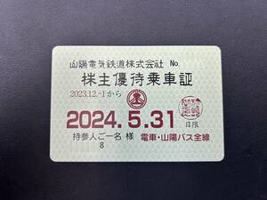 【即決価格有/簡易書留発送】B207 　山陽電鉄/株主優待乗車証/定期タイプ/有効期限2024年5月31日迄