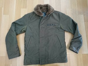 ALPHA アルファ N-1 デッキジャケット Mサイズ DECK JACKET ミリタリー ボア カーキ Wrangler 目立つ色褪せ 焼けあり 送料ヤマト着払い80～