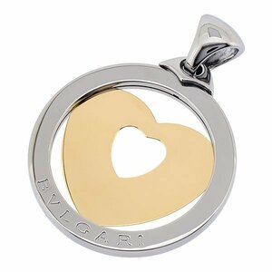 [ free shipping ][ genuine article ] popular *BVLGARI* BVLGARY *750YG/SS* ton do* heart motif * pendant top * Large size * polished * man and woman use 