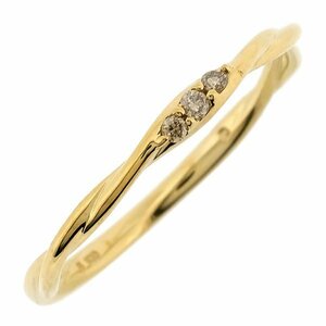 [ free shipping ][ genuine article ]K10YG* ring * diamond * twist ring * approximately 9 number * yellow gold * washing ending * lady's * pretty *..*