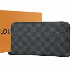 【送料無料】【本物】美品★LOUISVUITTON★ルイヴィトン★ジッピー・オーガナイザーNM★N60111★ダミエ・グラフィット★メンズ★財布★旅行