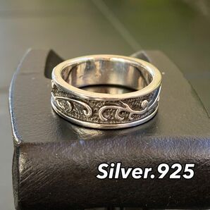 21.5号 指輪 NY シルバーリング【21.5号】メンズリング SILVER925 トライバル アラベスク rings 