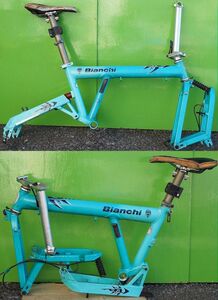 Bianchi(部品取りに)フレッタ)ジャンク出品)18インチ)チェレステカラー)ミニベロ)折り畳み 中古