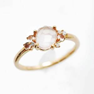 rujiadaK18PG pink gold rose quarts ring 12 number lady's 3283