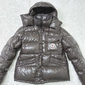 廃盤モデル!!名作!!希少サイズXL!!ビッグロゴ!! MONCLER モンクレール 『K2』ダウンジャケット シャイニーブラウン ロゴワッペン ブルゾン