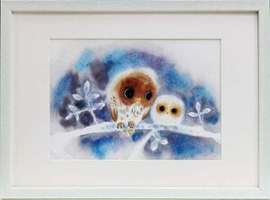 Art hand Auction New Akio Watanabe Owl Owl Modern Art Framed Wall Hanging Painting Interior Picture Art Poster Offset Good Luck Present, artwork, painting, others