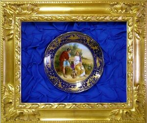 Art hand Auction Miraculous Existence Hard to Obtain Collector Antique Vienna Plate Vienna Plate Luis&Tina Hand Painted Picture Plate Framed Framed Ceramic Signed, hobby, culture, artwork, others