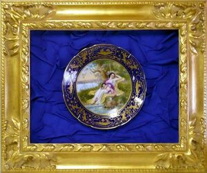 Art hand Auction Miraculous Existence Hard to Obtain Collector Antique Vienna Plate Vienna Plate Hand Painted Picture Plate Framed Framed Ceramic Signed, hobby, culture, artwork, others